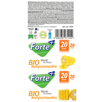 Forte+ worki na śmieci biokompostowalne 20 l (20 szt.)
