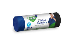 Forte+ worki na śmieci z taśmą czarny, niebieski 60 l (10 szt.)