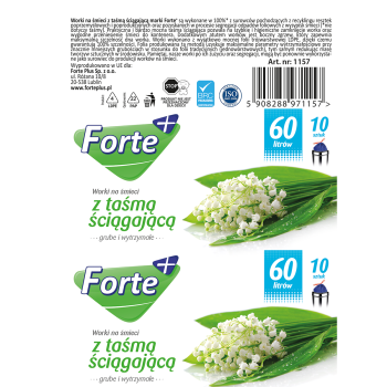 Forte+ worki na śmieci z taśmą czarny, niebieski 60 l (10 szt.)