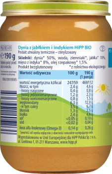 HiPP BIO Dynia z indykiem po 5 miesiącu 190 g