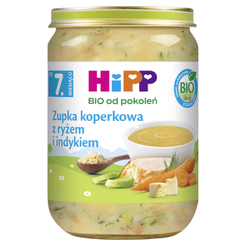 HiPP BIO Zupka koperkowa z ryżem i indykiem po 7 miesiącu 190 g