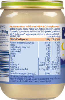 HiPP Kaszka manna z mlekiem BIO 190 g