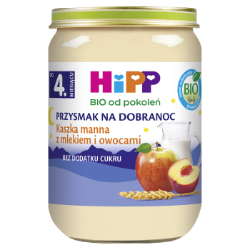 HiPP BIO Kaszka manna z mlekiem i owocami po 4 miesiącu 190 g