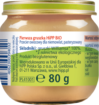 HiPP BIO Pierwsza gruszka po 4. miesiącu 80 g