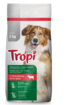 Tropi karma sucha dla psów 3kg z wołowiną