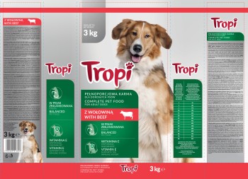 Tropi karma sucha dla psów 3kg z wołowiną