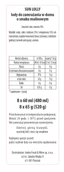Sun lolly lody wodne do zamrażania w domu malina 480 ml