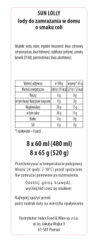 Sun lolly lody wodne do zamrażania w domu cola 480 ml