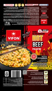 Danie Hot Beef o smaku wołowiny z pieprzem seczuańskim (ostre)90g Vifon