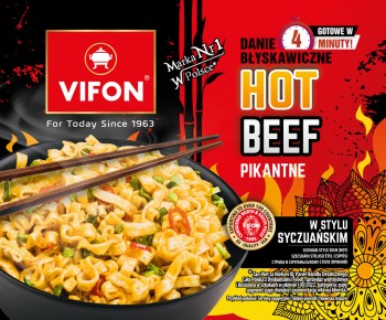Danie Hot Beef o smaku wołowiny z pieprzem seczuańskim (ostre)90g Vifon