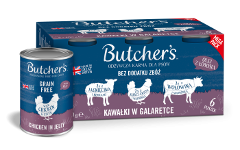 Butcher's Original Megapack Jelly, karma dla psa, mix smaków z wątróbką lub nerkami, kawałki w galaretce, 6x400 g