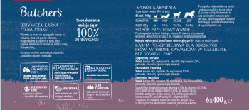 Butcher's Original Megapack Jelly, karma dla psa, mix smaków z wątróbką lub nerkami, kawałki w galaretce, 6x400 g