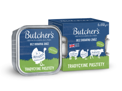 Butcher's Original pasztety, karma dla psa, mix smaków z warzywami, pasztety 4x150 g