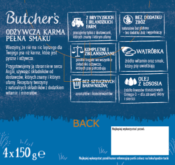 Butcher's Original Soczyste pasztety, karma dla psa, mix smaków z wątróbką lub nerkami, pasztety 4x150 g