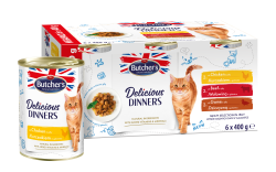 Butcher's Delicious Dinners Megapack, karma dla kota, mix smaków, dania z mięsem, kawałki w galaretce, 6x400 g