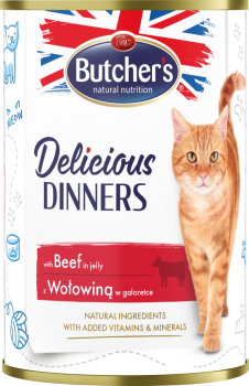Butcher's Delicious Dinners Megapack, karma dla kota, mix smaków, dania z mięsem, kawałki w galaretce, 6x400 g