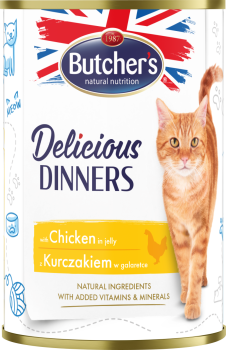 Butcher's Delicious Dinners Megapack, karma dla kota, mix smaków, dania z mięsem, kawałki w galaretce, 6x400 g