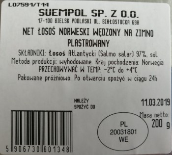 Suempol Łosoś norweski wędzony plastrowany 200 g