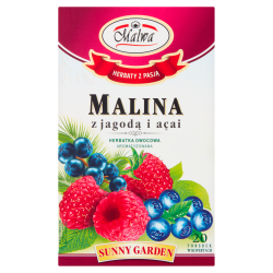 Malwa Sunny Garden Herbatka owocowa malina z jagodą i açai 40 g (20 x 2 g)