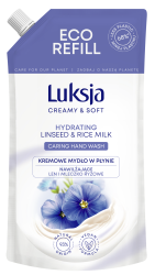 Mydło w płynie zapas  creamy&amp;soft len i mleczko ryżowe 400ml+100ml