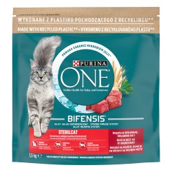 Purina One Sterilcat Pełnoporcjowa karma dla dorosłych kotów bogata w wołowinę i pszenicę 1,5 kg