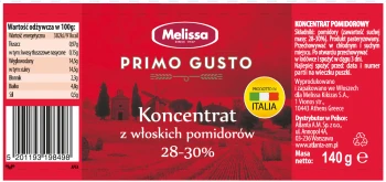Melissa Primo Gusto Tomatera Koncentrat pomidorowy 140 g
