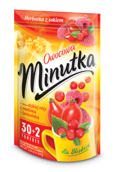 Minutka Owocowa o smaku dzikiej róży z malinką i żurawinką Herbatka z sokiem 64 g (32 torebki)