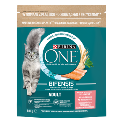 PURINA ONE Adult Pełnoporcjowa karma dla dorosłych kotów bogata w łososia i pełne ziarna 800 g