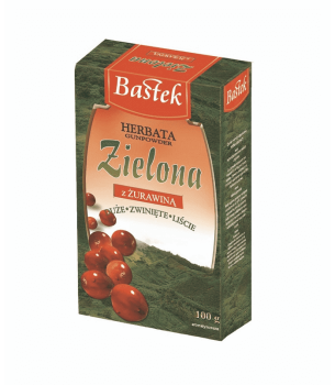 Bastek Herbata zielona liściasta z żurawiną 100 g