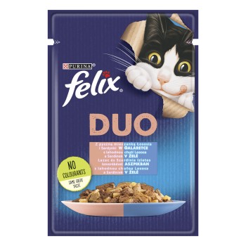 Felix Duo Karma dla kotów z pyszną mieszanką łososia i sardynki w galaretce 85 g