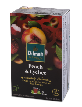 Dilmah Cejlońska czarna herbata z aromatem brzoskwini i owocu liczi 30 g (20 torebek)