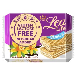 Lea Life Wafle waniliowe bez glutenu, laktozy i bez dodatku cukru 95 g