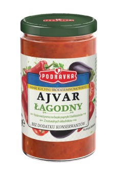 Podravka Ajvar łagodny Pasta warzywna papryka &amp; bakłażan 195 g