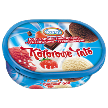 Lody Koral Kolorowe Lato  śmietanka czekolada truskawka 1 l