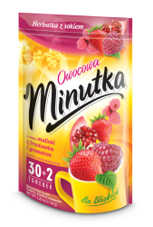 Minutka Owocowa o smaku malinki z truskawką i granatem Herbatka z sokiem 64 g (32 torebki)