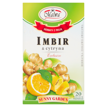 Malwa Sunny Garden Exclusive Herbatka ziołowo-owocowa imbir &amp; cytryna 40 g (20 x 2 g)