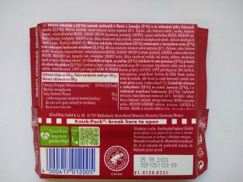 Ritter Czekolada Mleczna z Rumem i Bakaliami 100 g