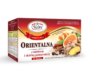 Malwa Herbata orientalna z imbirem i skórką pomarańczy 20t 40g