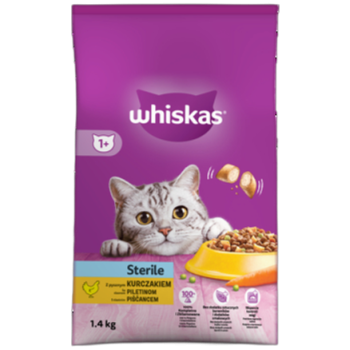 Whiskas Sterile z kurczakiem Przepyszne paszteciki Karma pełnoporcjowa 1+ lat 1,4 kg