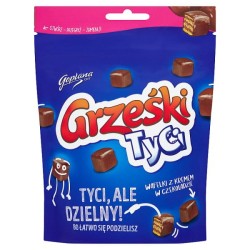Grześki Tyci Wafelki z kremem w czekoladzie deserowej 120 g