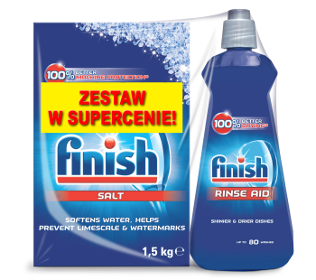 Finish płyn nabłyszczający 400 ml + sól 1,5 kg
