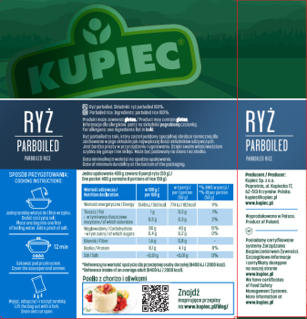Kupiec Ryż parboiled 400 g (4 torebki)