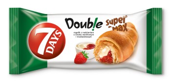 7 Days doub!e max croissant z nadzieniem o smaku waniliowym i truskawkowym 110 g