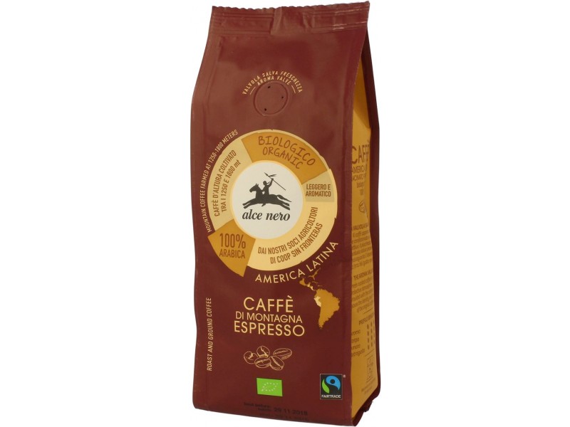 Alce Nero Kawa mielona 100% arabica espresso fair trade BIO 250 g