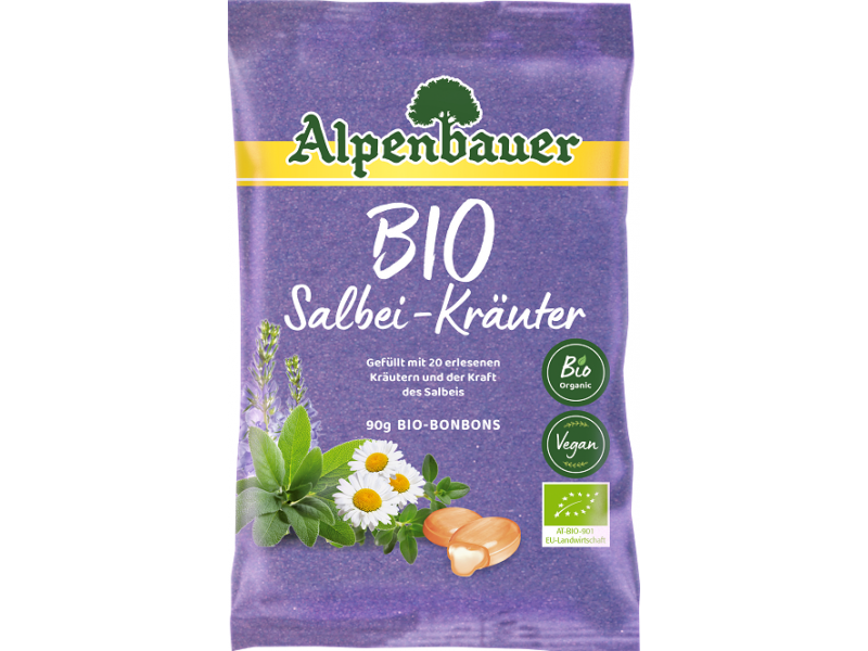 Alpenbauer Cukierki Z Nadzieniem O Smaku Zio³owym Z Sza³wi± Vegan Bio 90 g